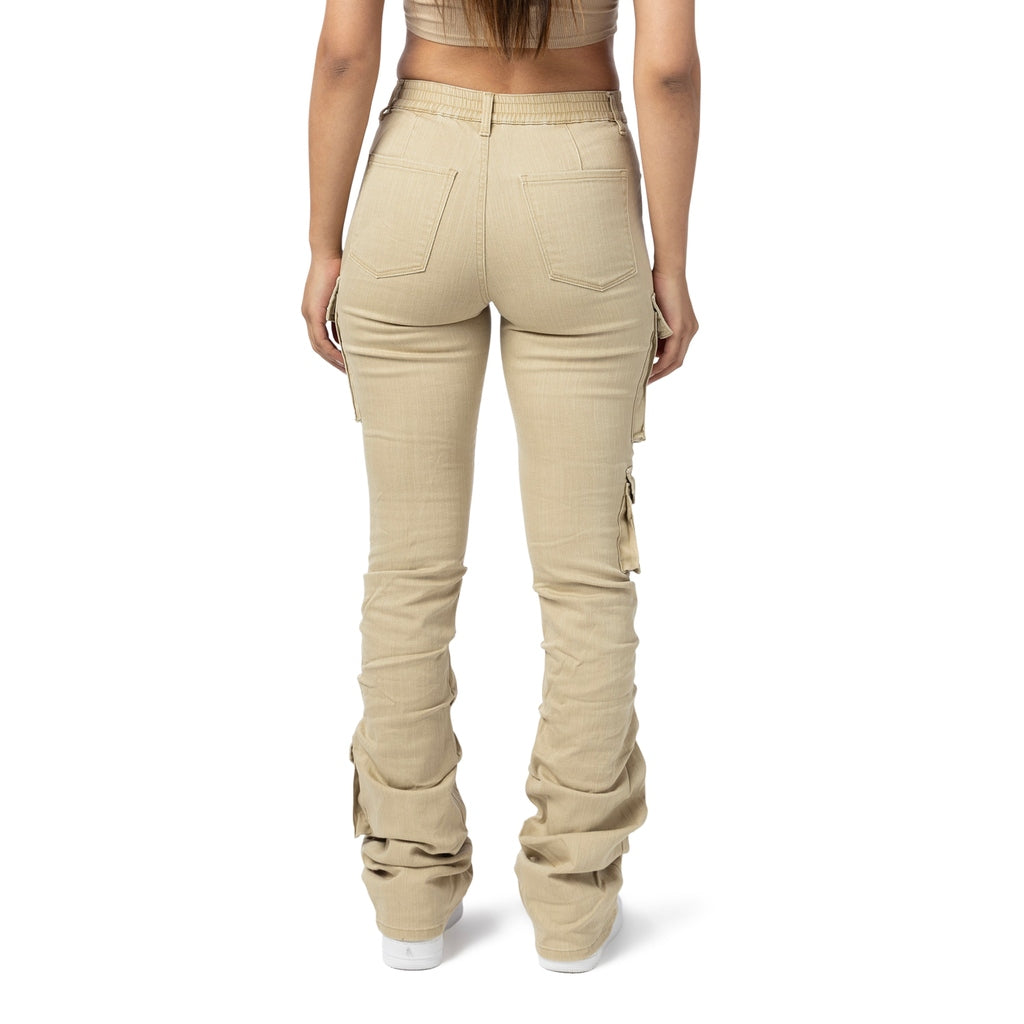 Smoke Rise RED High Rise Utility Stacked Twill Pants - Cappuccino