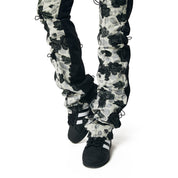 Smoke Rise RED High Rise Flower Stacked Twill Pants - Black