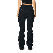 Smoke Rise RED High Rise Flower Stacked Twill Pants - Black