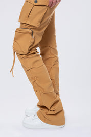 High Rise Stacked Utility Twill Pants - Khaki