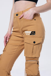 High Rise Stacked Utility Twill Pants - Khaki