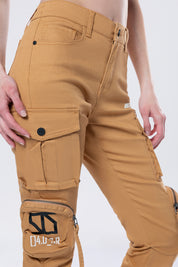 High Rise Stacked Utility Twill Pants - Khaki