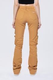 High Rise Stacked Utility Twill Pants - Khaki