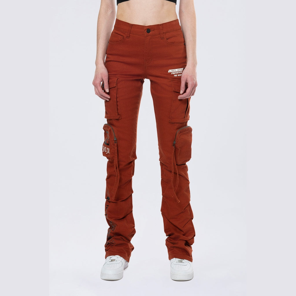 Smoke Rise RED High Rise Stacked Utility Twill Pants - Picante