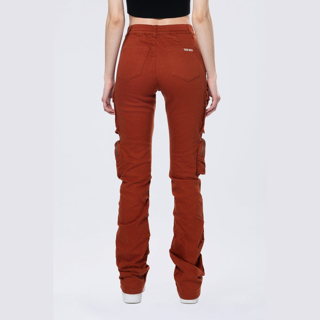 Smoke Rise RED High Rise Stacked Utility Twill Pants - Picante