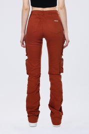 High Rise Stacked Utility Twill Pants - Picante