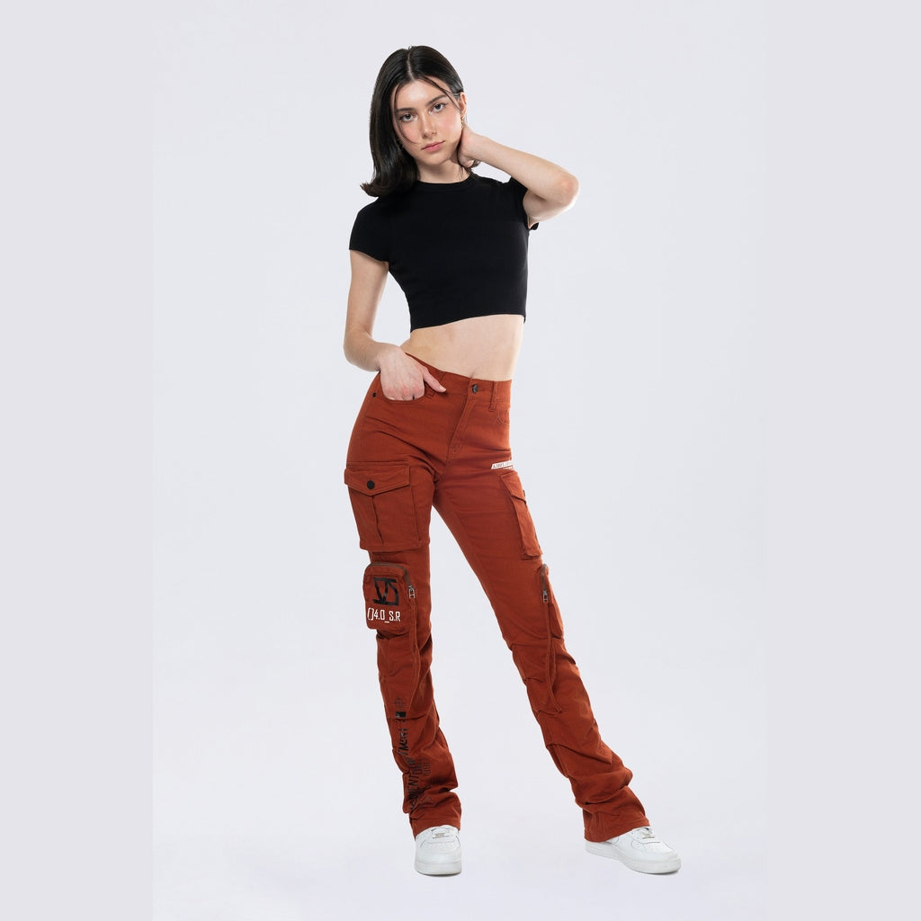 Smoke Rise RED High Rise Stacked Utility Twill Pants - Picante