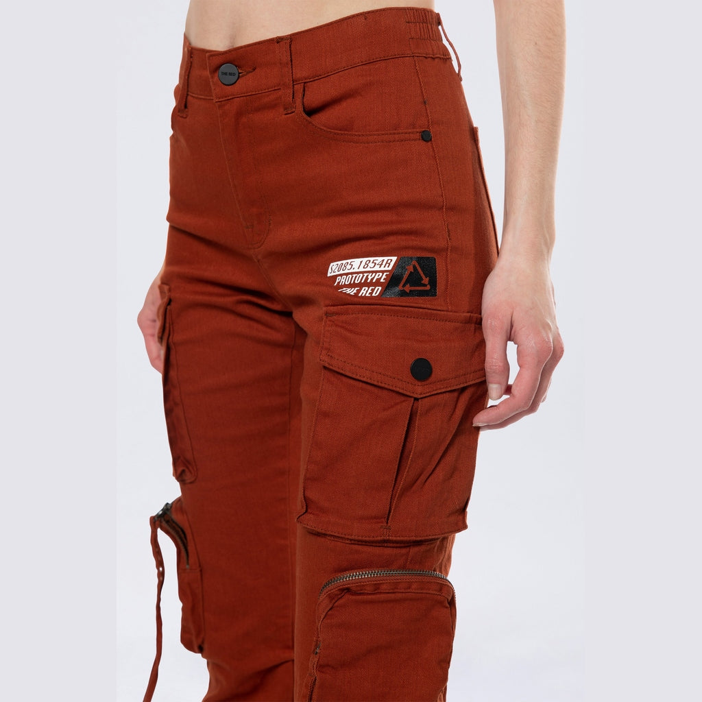 Smoke Rise RED High Rise Stacked Utility Twill Pants - Picante