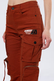 High Rise Stacked Utility Twill Pants - Picante