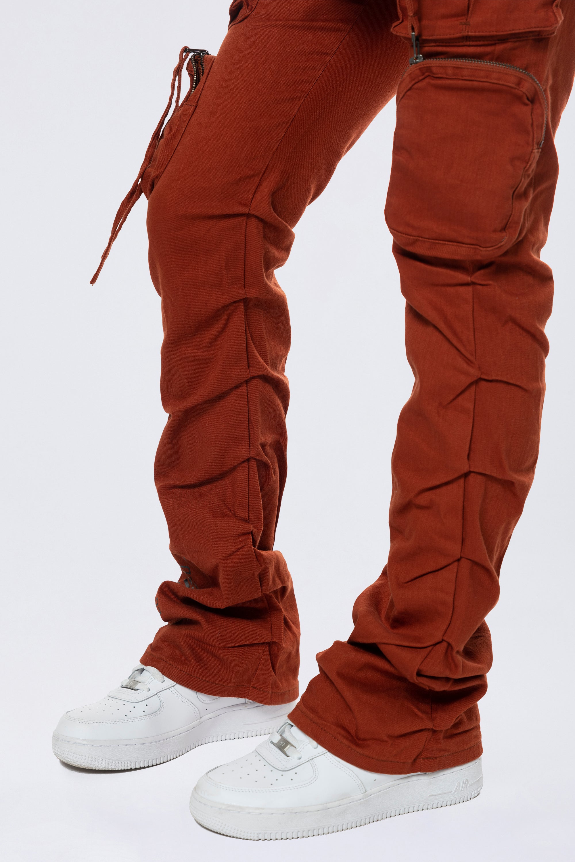 High Rise Stacked Utility Twill Pants - Picante