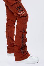 High Rise Stacked Utility Twill Pants - Picante