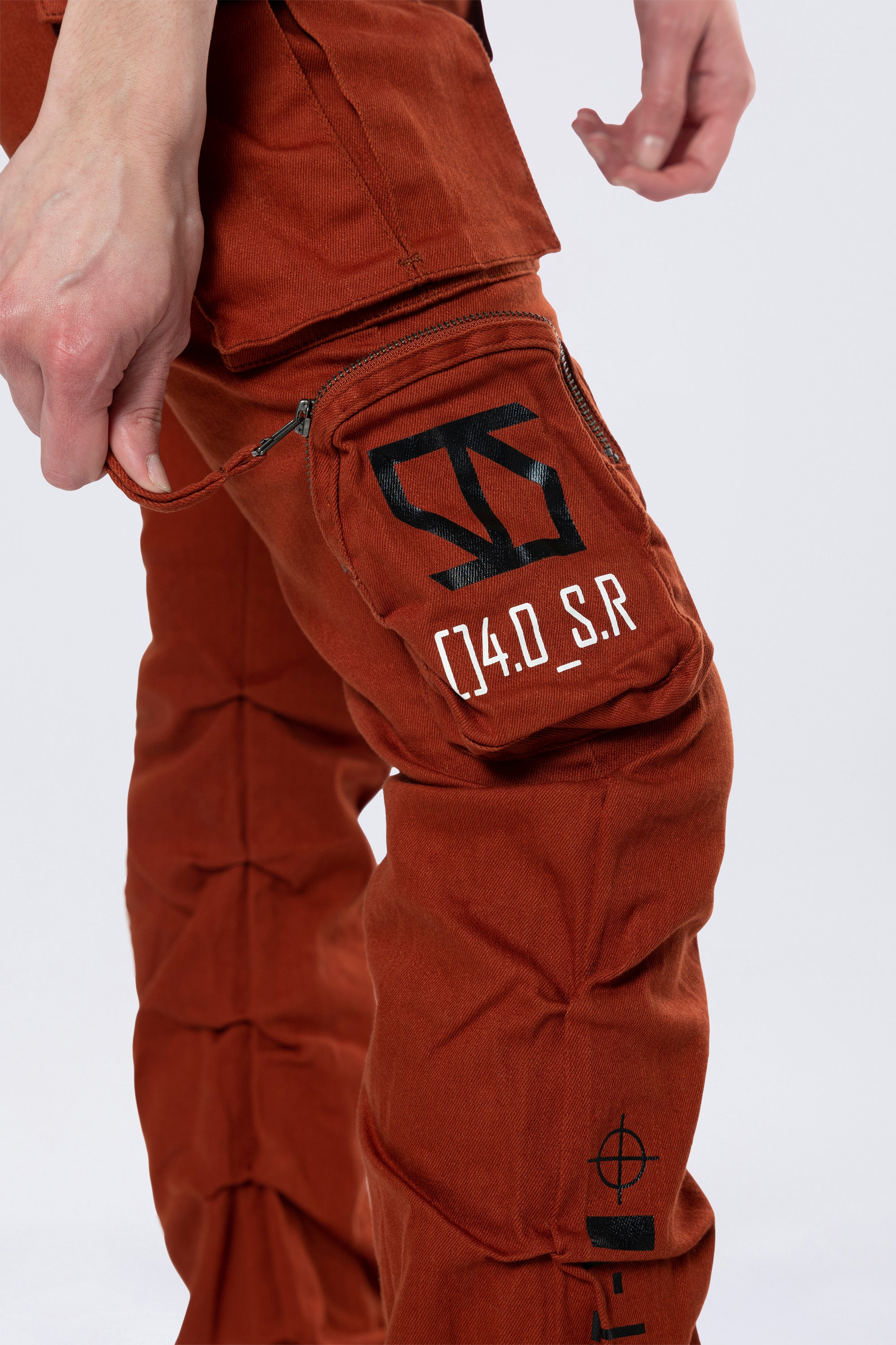 High Rise Stacked Utility Twill Pants - Picante