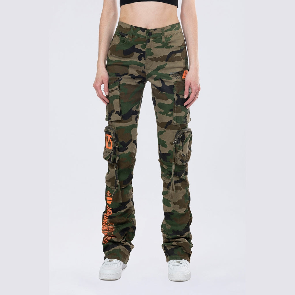 Smoke Rise RED High Rise Stacked Utility Twill Pants - Wood Camo