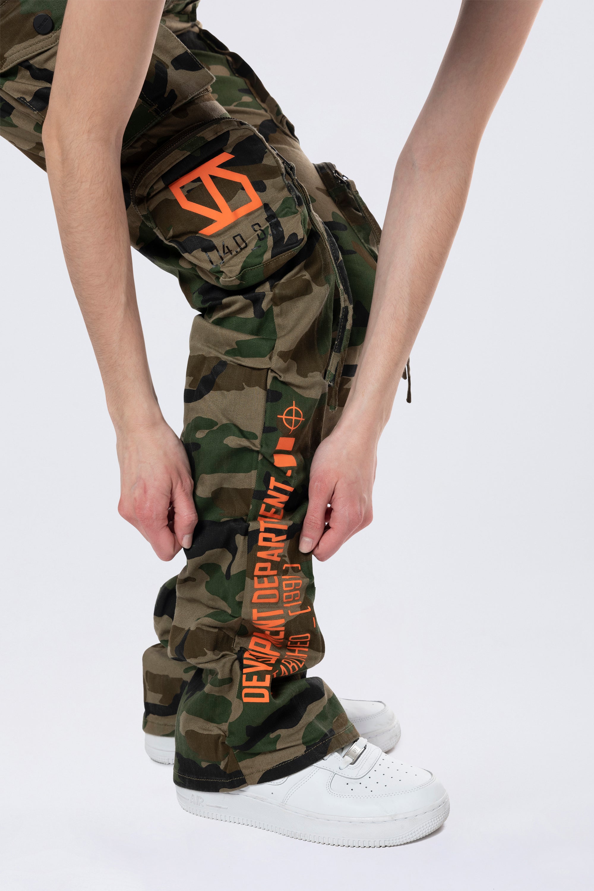 High Rise Stacked Utility Twill Pants - Wood Camo