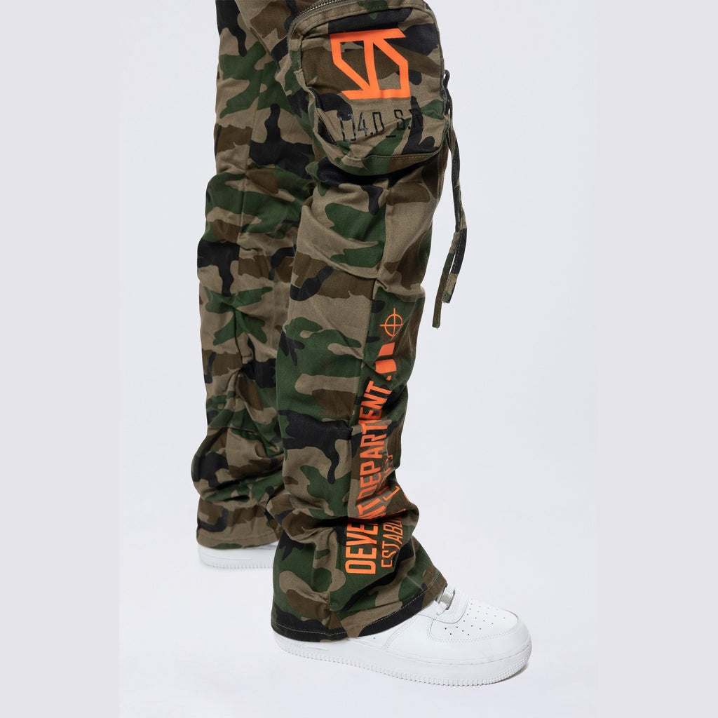 Smoke Rise RED High Rise Stacked Utility Twill Pants - Wood Camo