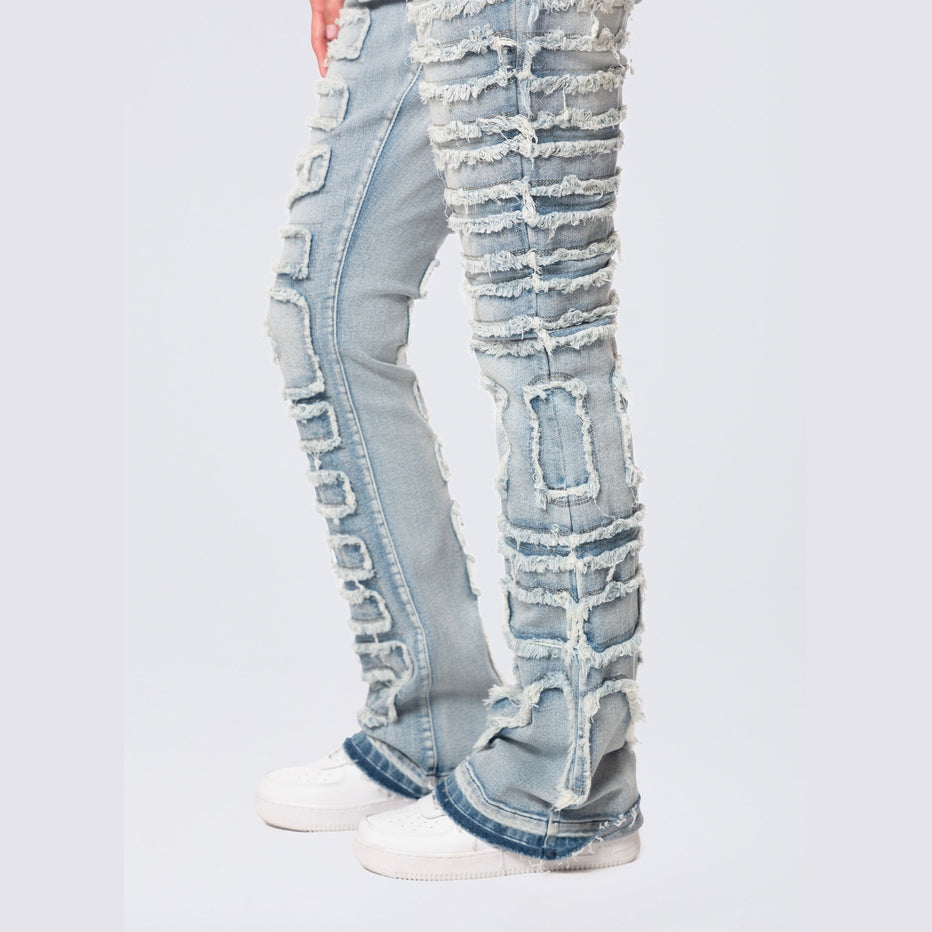 Smoke Rise RED High Rise Stacked Applique Jeans - Pier Blue