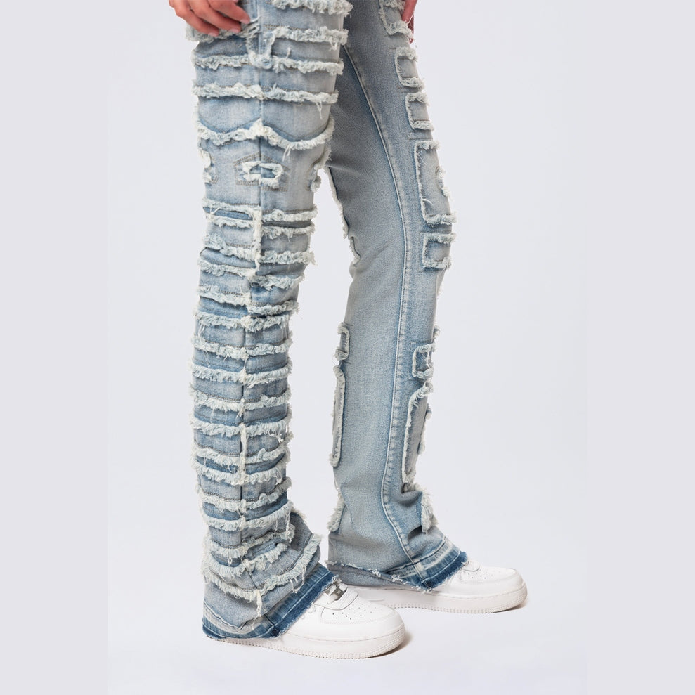 Smoke Rise RED High Rise Stacked Applique Jeans - Pier Blue