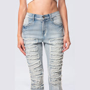 Smoke Rise RED High Rise Stacked Applique Jeans - Pier Blue