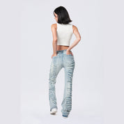 Smoke Rise RED High Rise Stacked Applique Jeans - Pier Blue