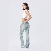 Smoke Rise RED High Rise Stacked Applique Jeans - Pier Blue