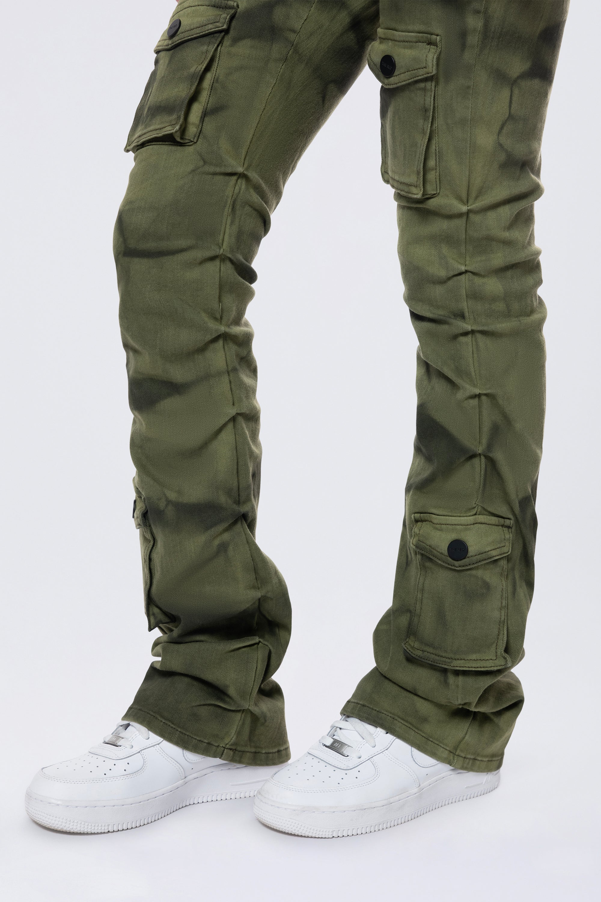 Stacked Pigment Dyed Twill Pants - Clover Green