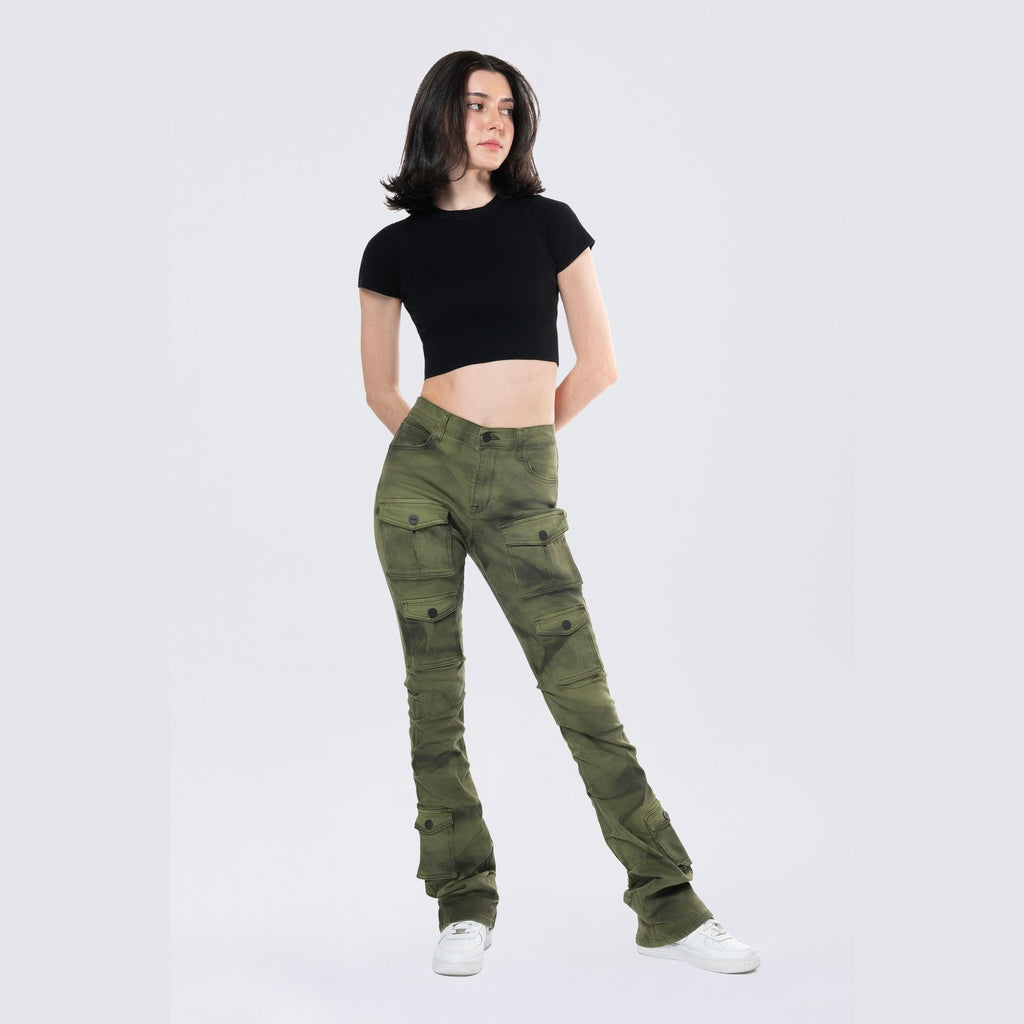 Smoke Rise RED Stacked Pigment Dyed Twill Pants - Clover Green