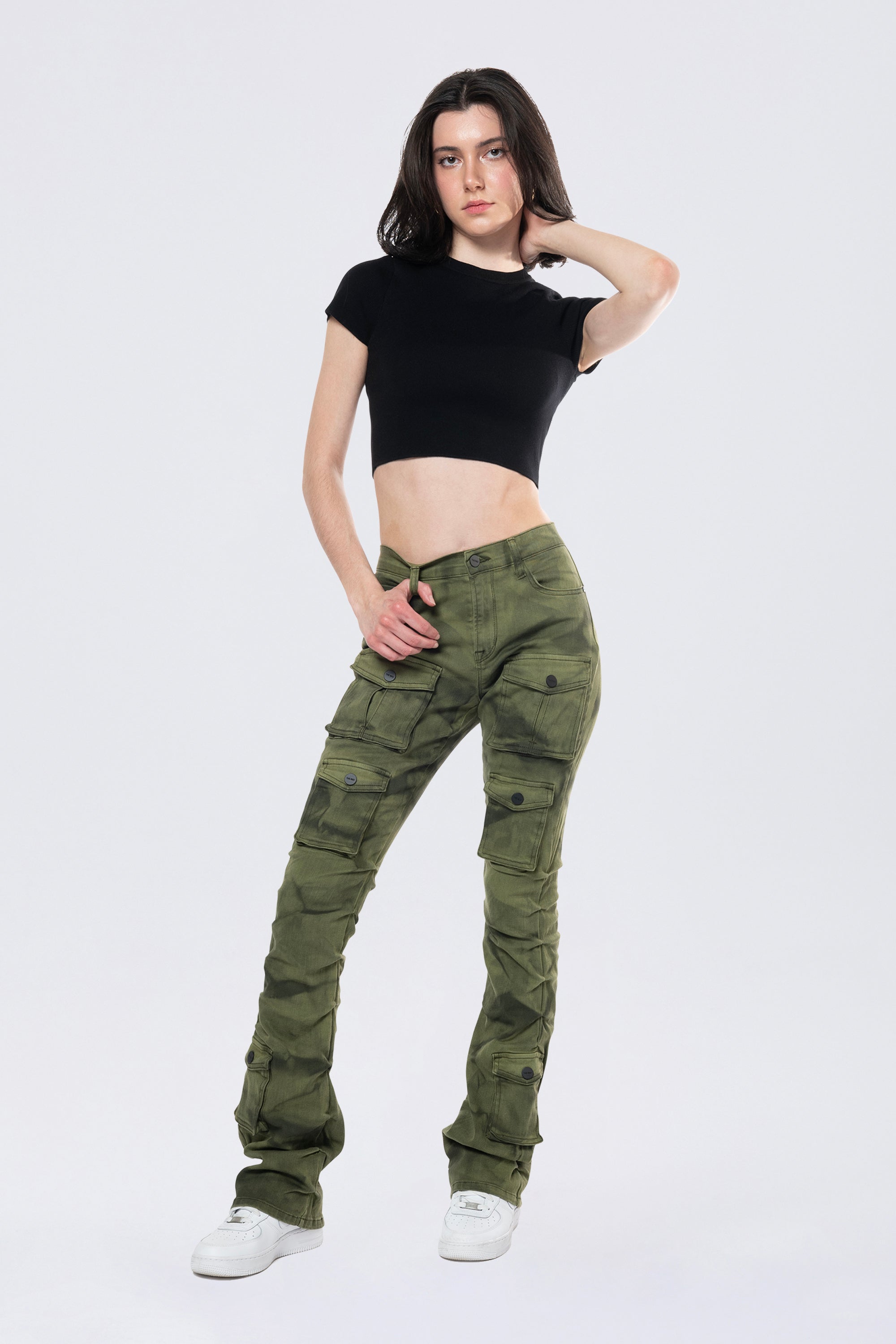 Stacked Pigment Dyed Twill Pants - Clover Green