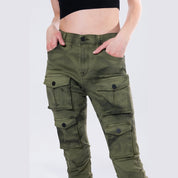 Smoke Rise RED Stacked Pigment Dyed Twill Pants - Clover Green