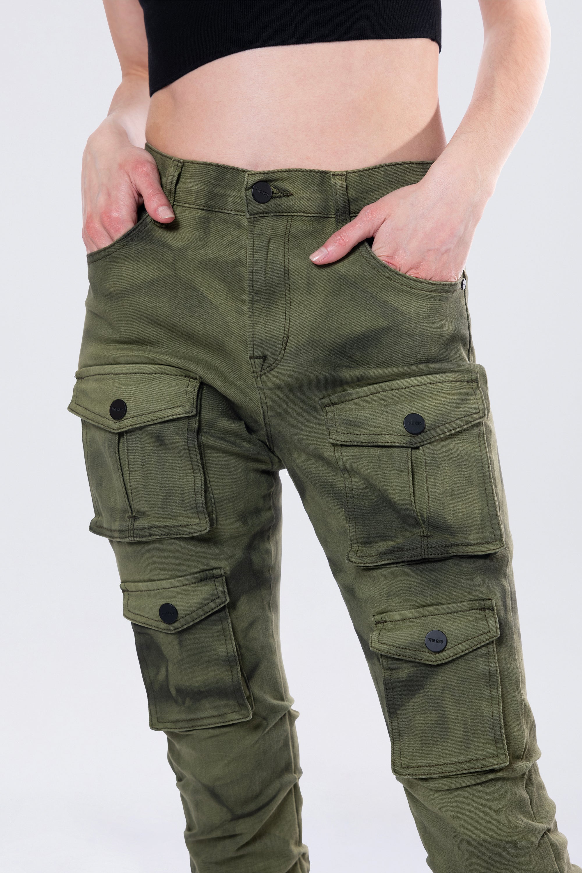 Stacked Pigment Dyed Twill Pants - Clover Green