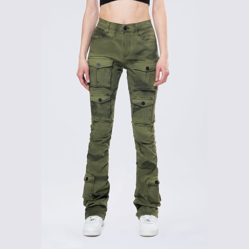 Smoke Rise RED Stacked Pigment Dyed Twill Pants - Clover Green