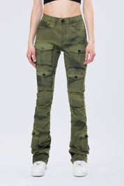 Stacked Pigment Dyed Twill Pants - Clover Green