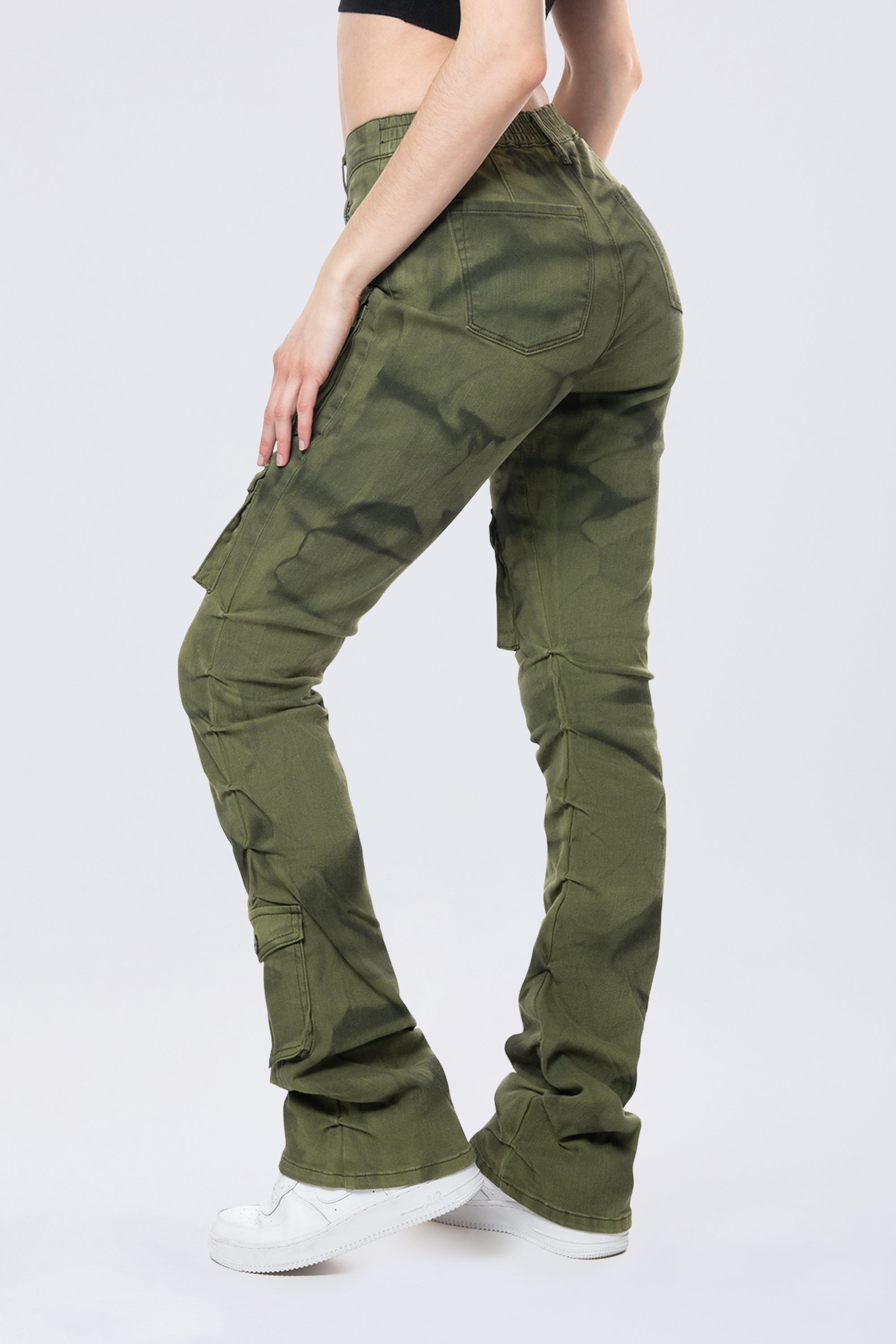 Stacked Pigment Dyed Twill Pants - Clover Green