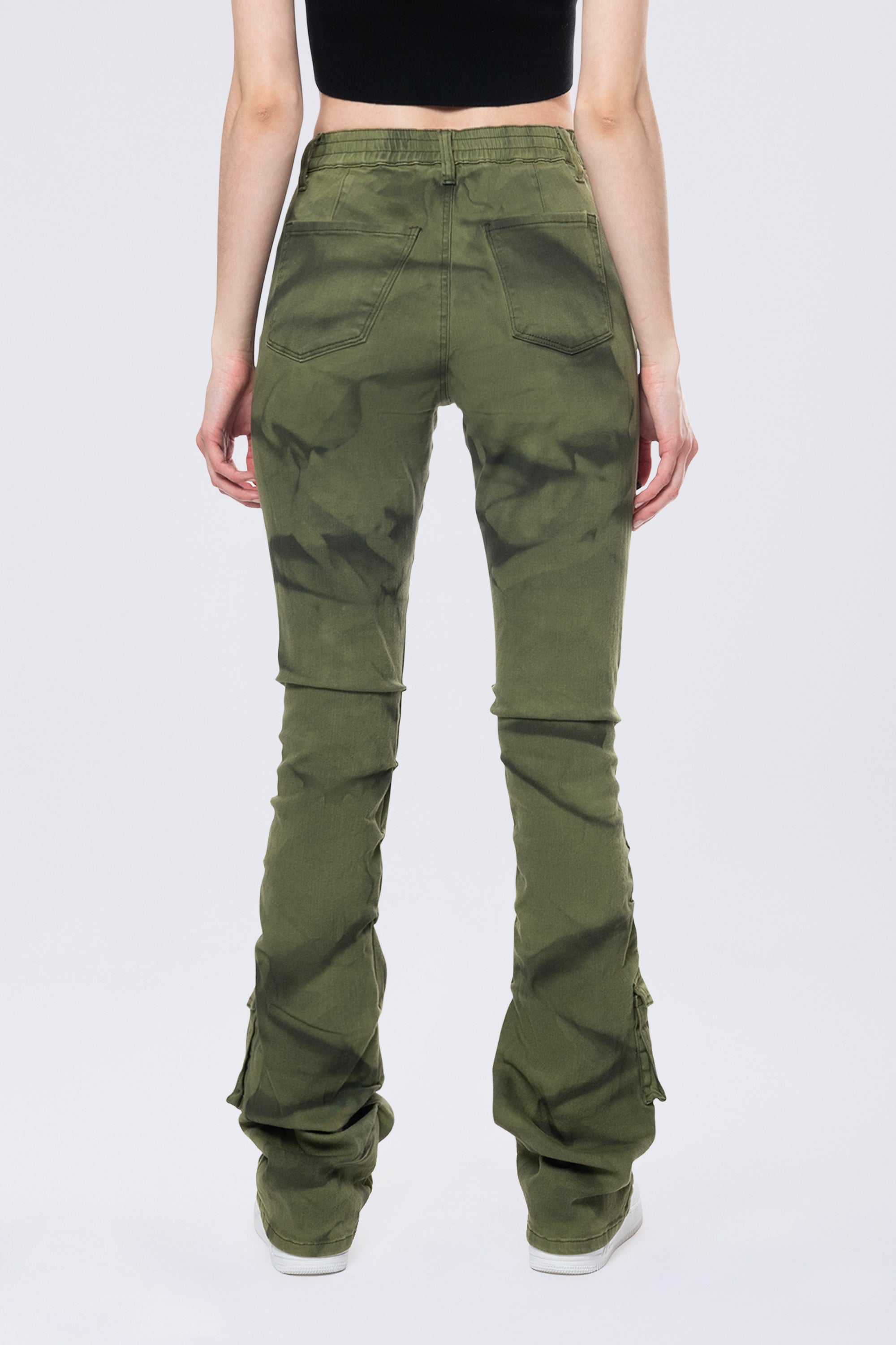 Stacked Pigment Dyed Twill Pants - Clover Green