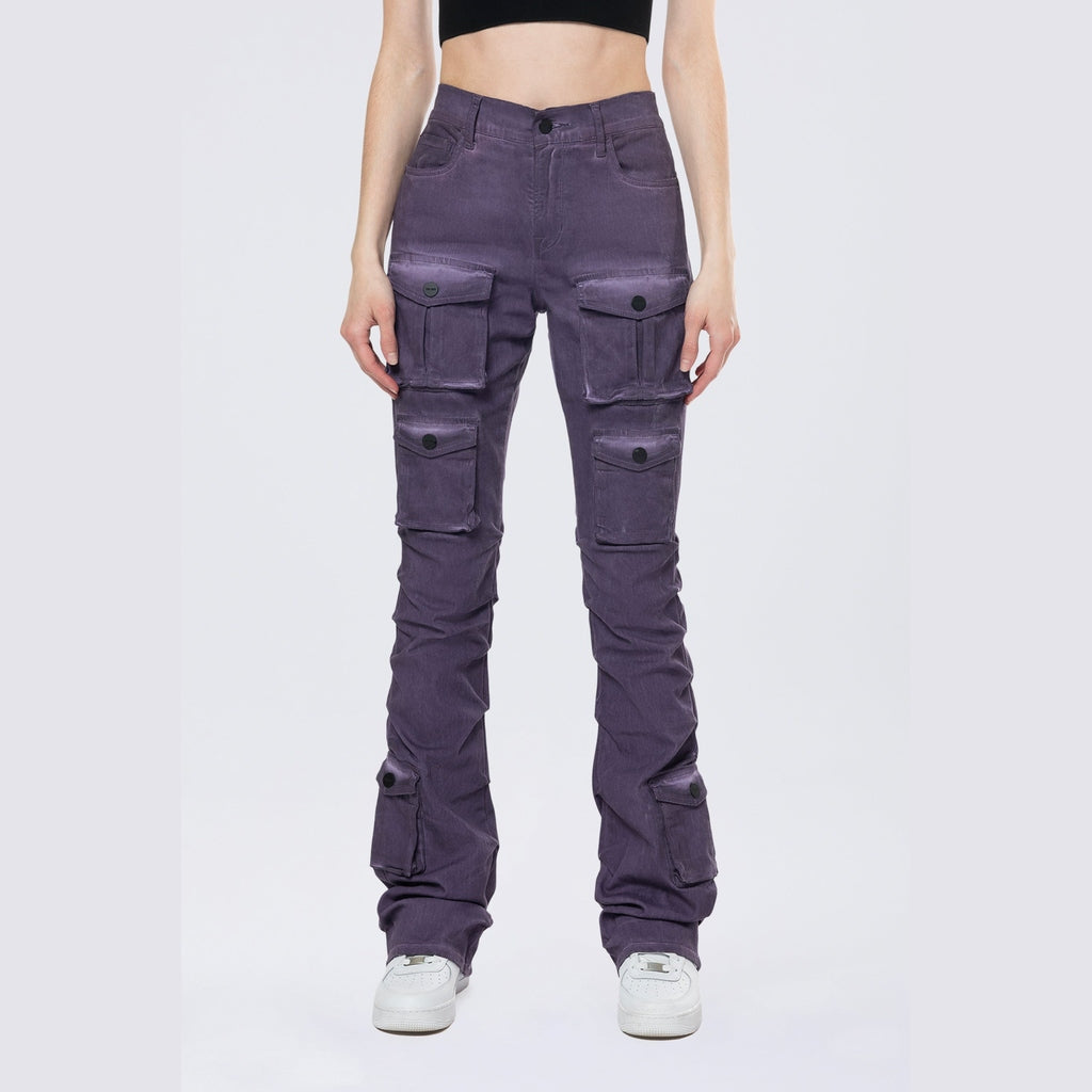 Smoke Rise RED Stacked Pigment Dyed Twill Pants - Purple