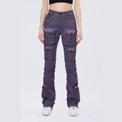 Smoke Rise RED Stacked Pigment Dyed Twill Pants - Purple