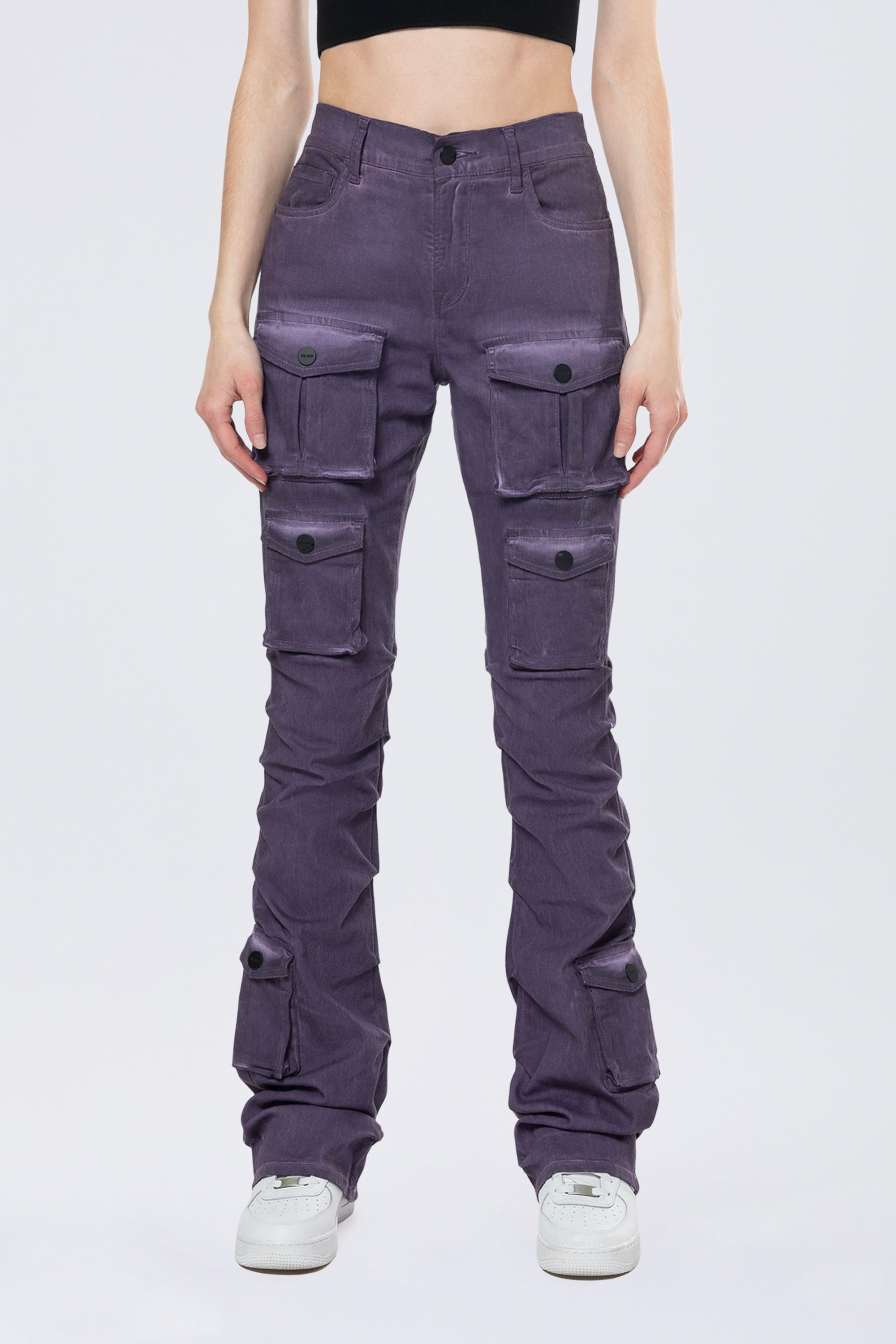 Stacked Pigment Dyed Twill Pants - Purple