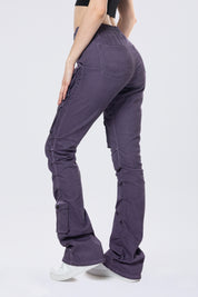 Stacked Pigment Dyed Twill Pants - Purple