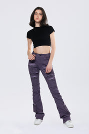 Stacked Pigment Dyed Twill Pants - Purple