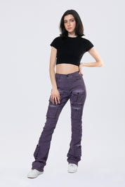 Stacked Pigment Dyed Twill Pants - Purple