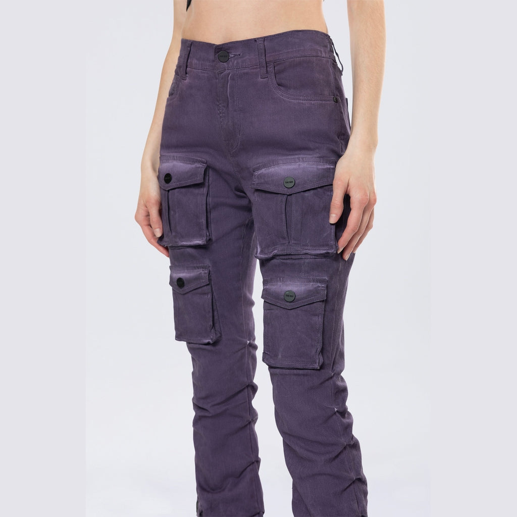 Smoke Rise RED Stacked Pigment Dyed Twill Pants - Purple