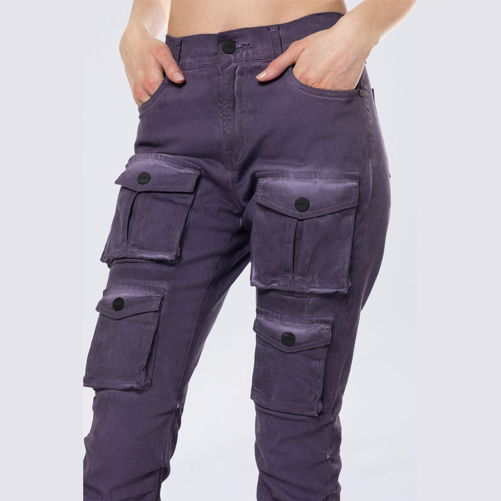 Smoke Rise RED Stacked Pigment Dyed Twill Pants - Purple