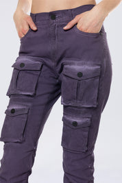 Stacked Pigment Dyed Twill Pants - Purple