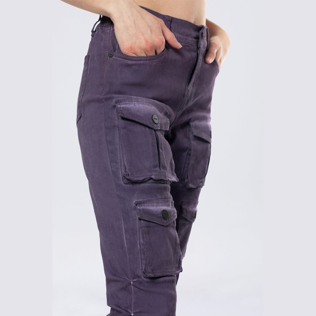 Smoke Rise RED Stacked Pigment Dyed Twill Pants - Purple