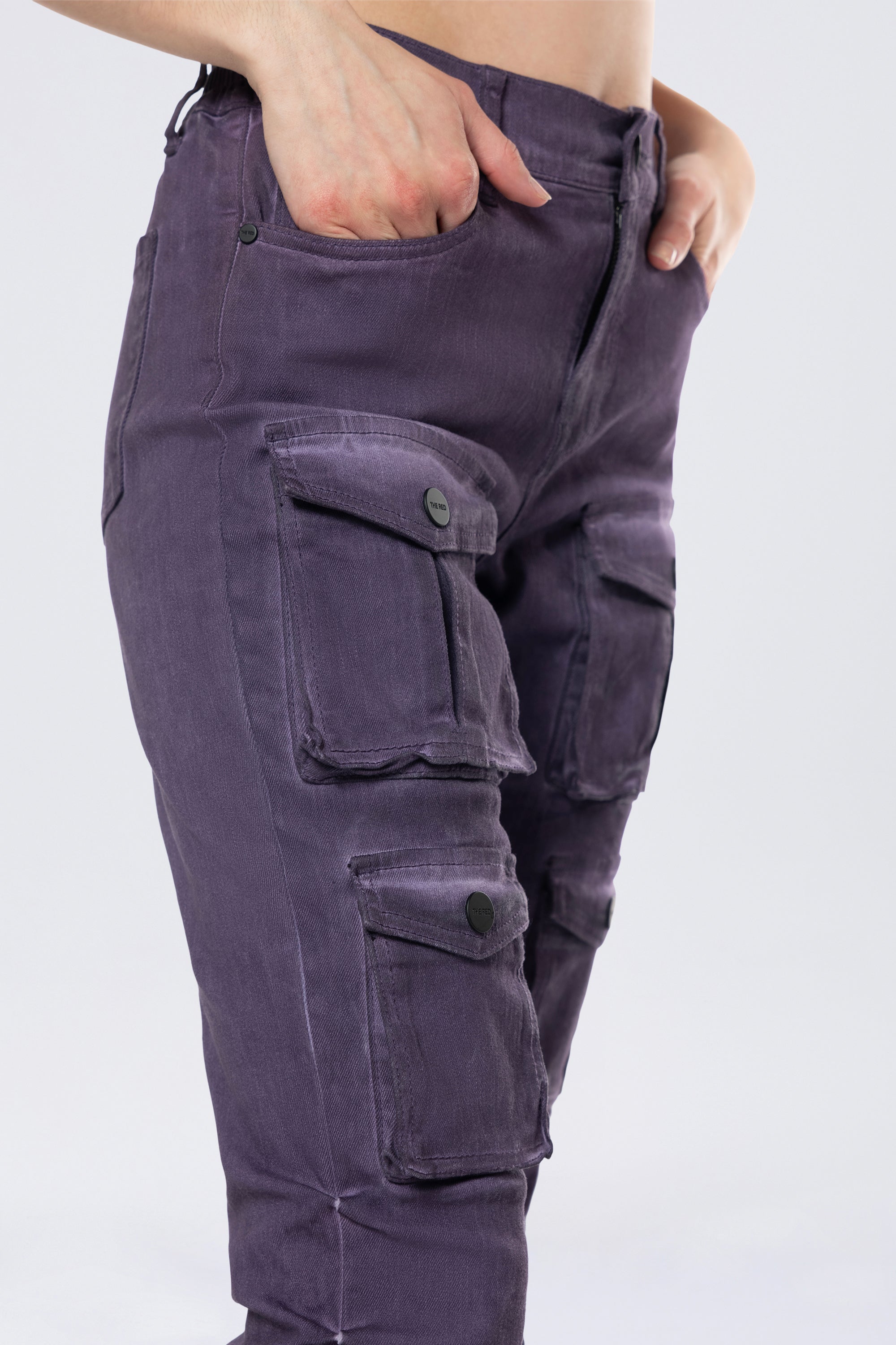 Stacked Pigment Dyed Twill Pants - Purple