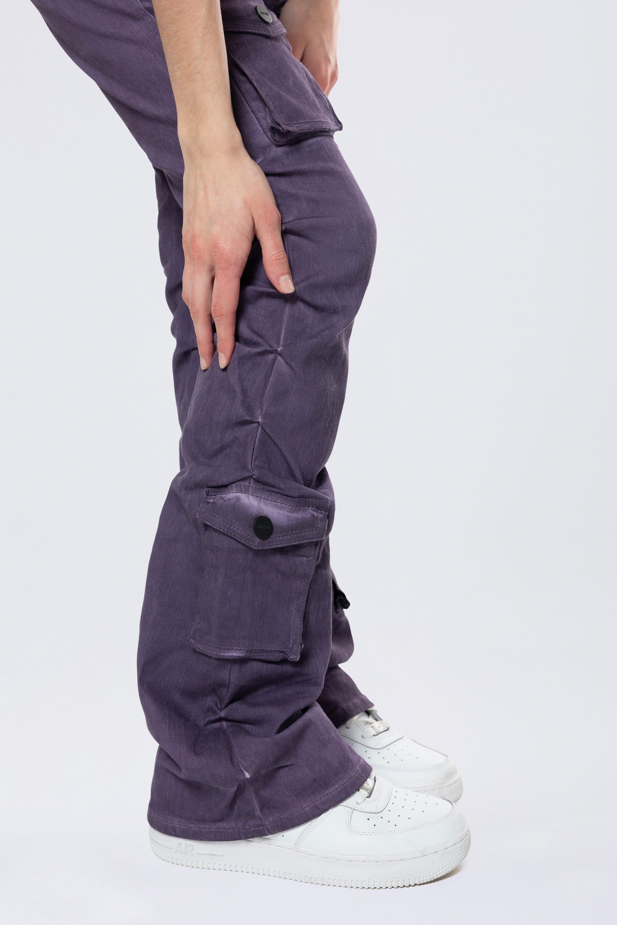 Stacked Pigment Dyed Twill Pants - Purple