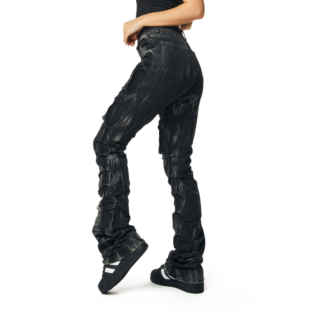 Smoke Rise RED High Rise Utility Stack Pants - Black Matrix