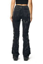 High Rise Stacked Utility Jeans - Black Matrix