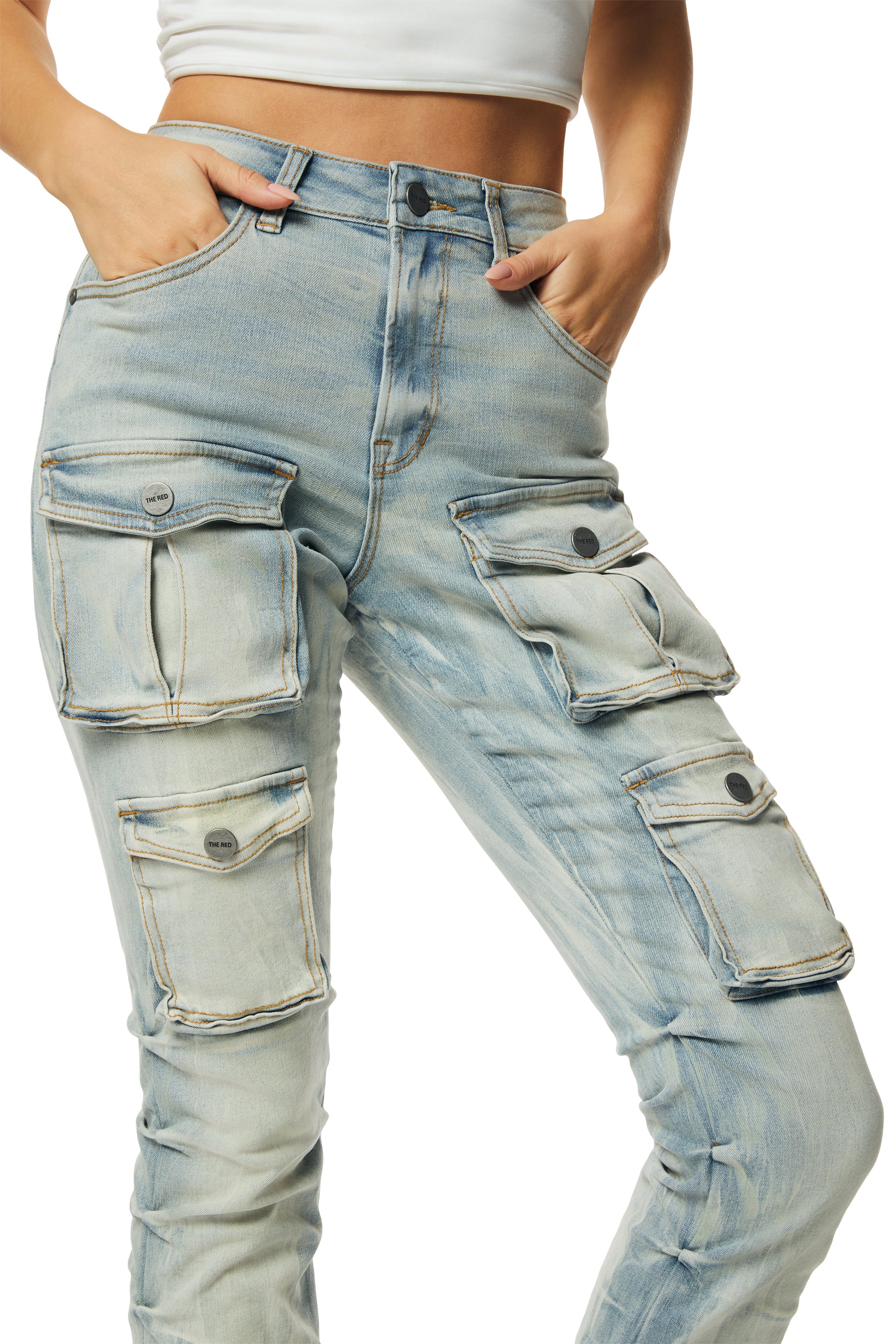 High Rise Utility Stack Pants - Seville Blue