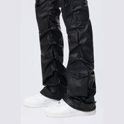 Smoke Rise RED Stacked Utility Vegan Leather Pants - Black