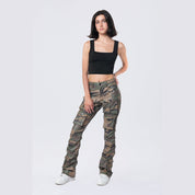 Smoke Rise RED Stacked Utility Vegan Leather Pants - Wood Camo